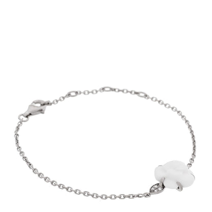 Chanel 18K White Gold White Agate Diamond Camelia Sculpte Bracelet 1 of 4