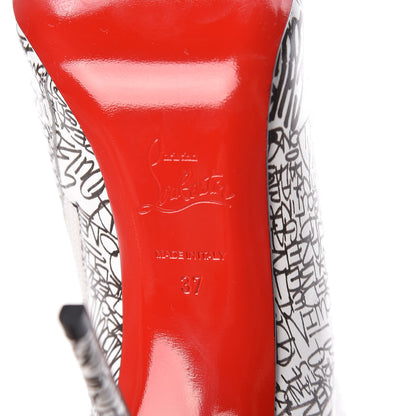 Christian Louboutin Calfskin Caligraf So Kate Booty 100 Ankle Boots 37 Black White 6 of 8