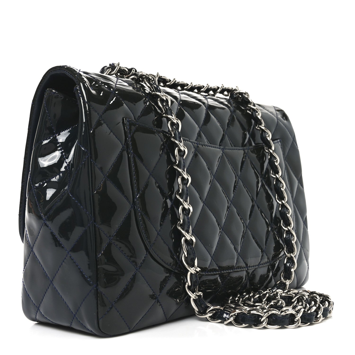 Chanel Patent Quilted Jumbo Single Flap Navy 3 of 10