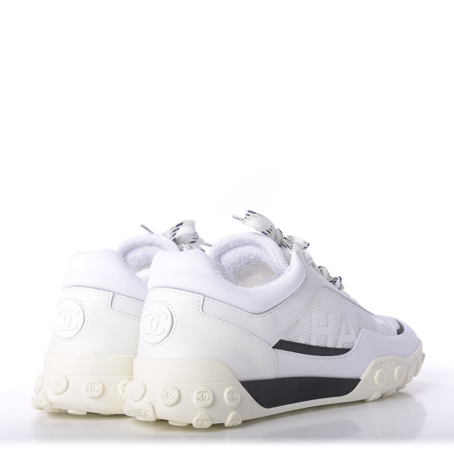 Calfskin Mesh Lycra Womens Logo Sneakers 38 White