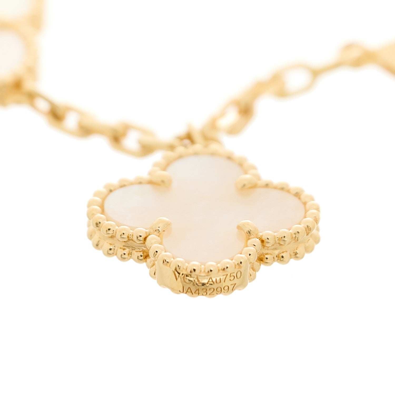 Van Cleef & Arpels 18K Yellow Gold Mother of Pearl 5 Motifs Magic Alhambra Bracelet 3 of 4