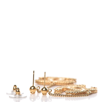 Chanel CC Drop Earrings Matte Gold 4 of 5