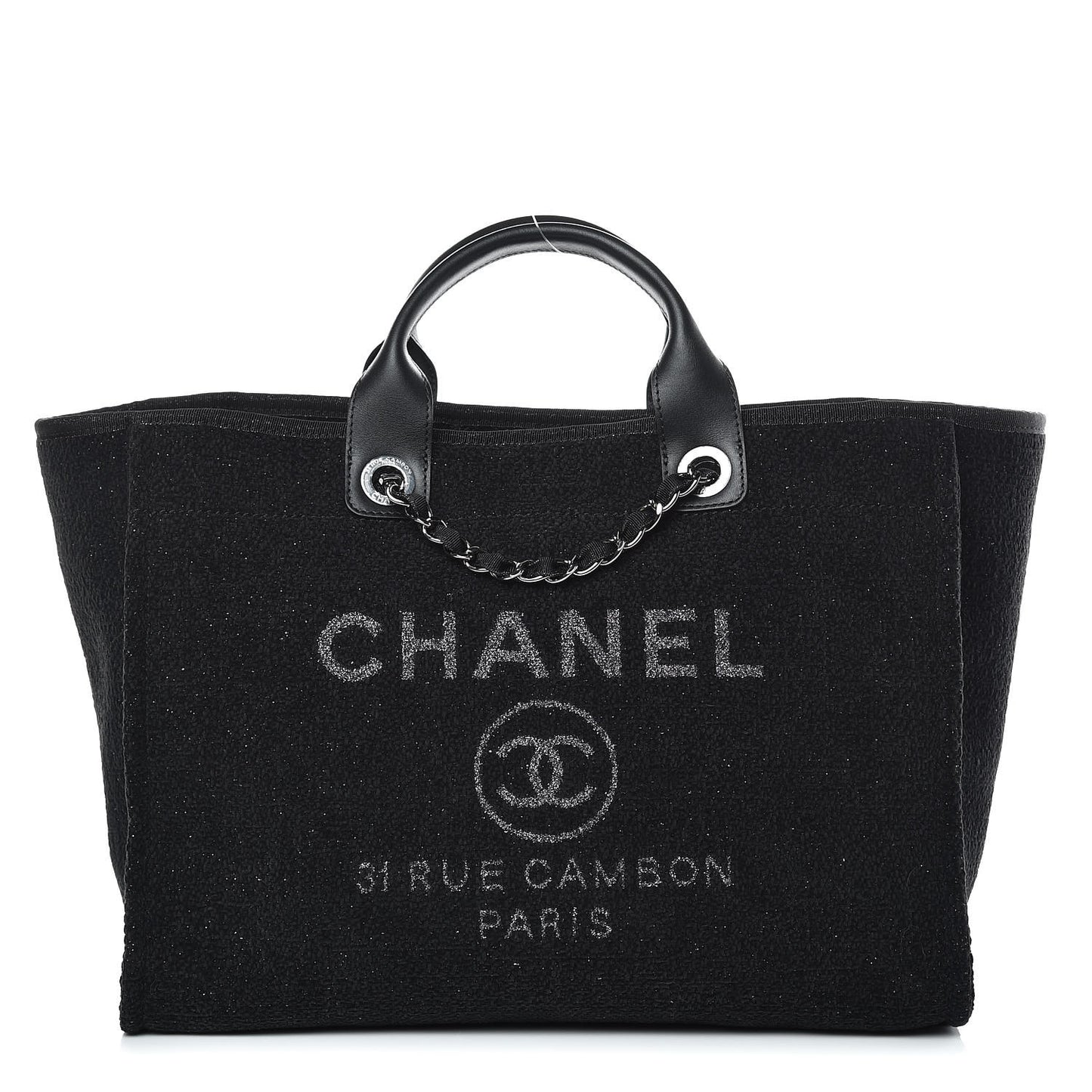 Lurex Boucle Medium Deauville Tote Black