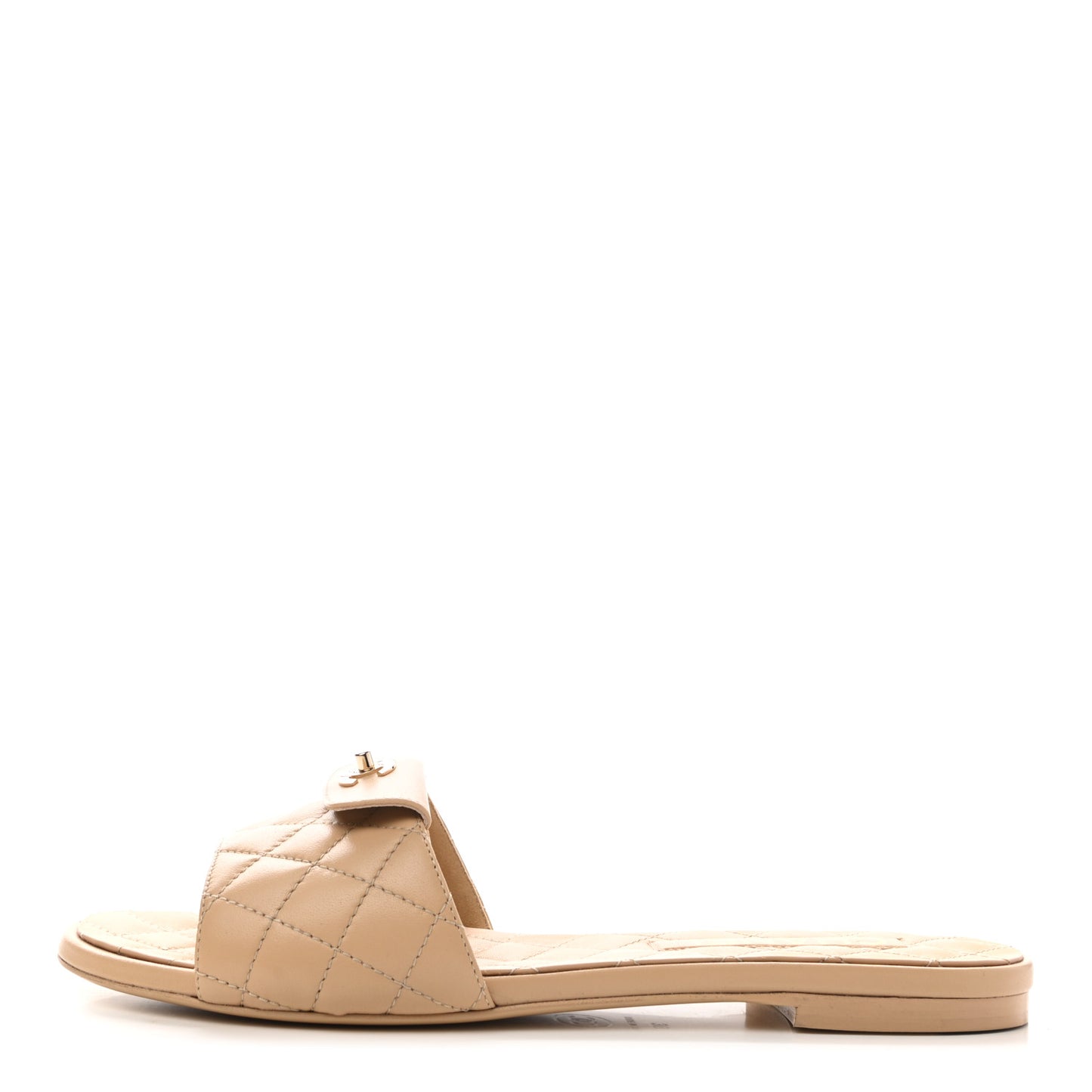 Lambskin Quilted CC Turnlock Sandals 39 Beige