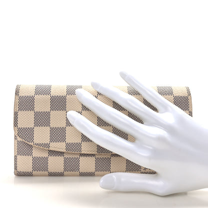 Louis Vuitton Damier Azur Emilie Wallet Rose Ballerine 2 of 9
