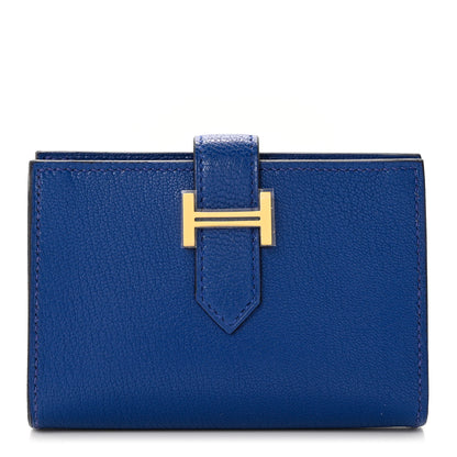 Hermes Chevre Mysore Bearn Card Holder Wallet Bleu Royal 1 of 7