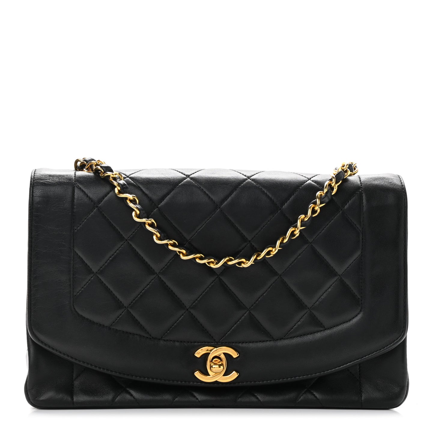 Lambskin Quilted Medium Single Flap Black