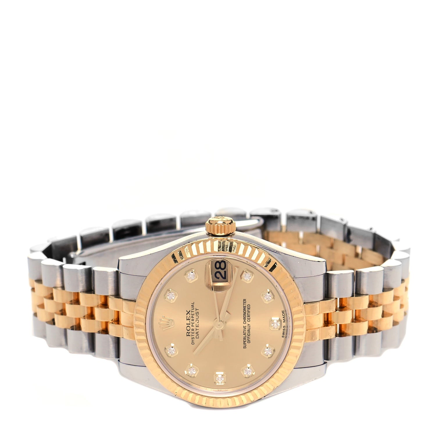 Rolex Stainless Steel 18K Yellow Gold Diamond 31mm Oyster Perpetual Datejust Watch Champagne 178273 2 of 5