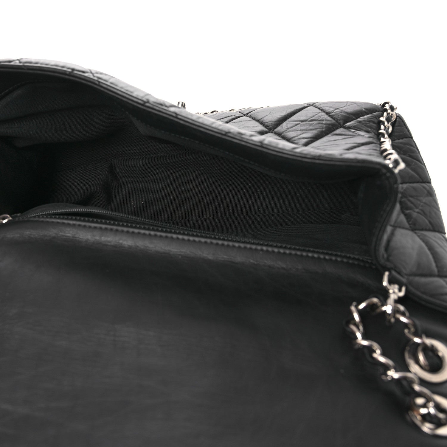Chanel Crumpled Calfskin Quilted Large Chain Around Flap Black 5 of 15