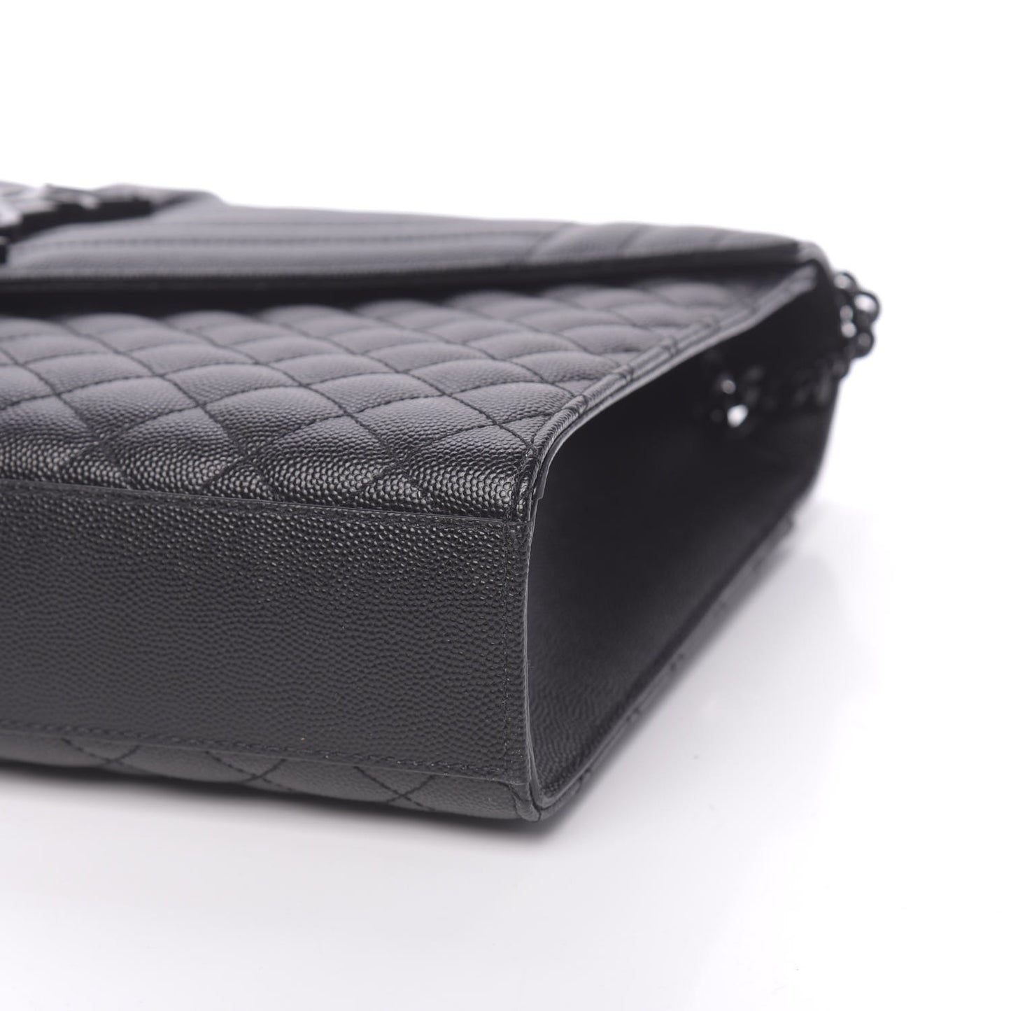 Grain De Poudre Textured Mixed Matelasse Large Triquilt Monogram Monochrome Satchel Black