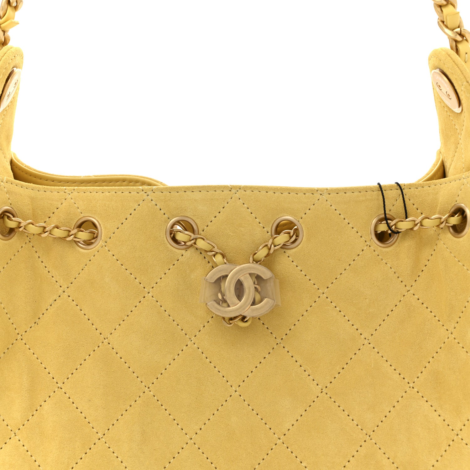 Chanel Suede Quilted Mini Chanel 25 Handbag Yellow 8 of 11