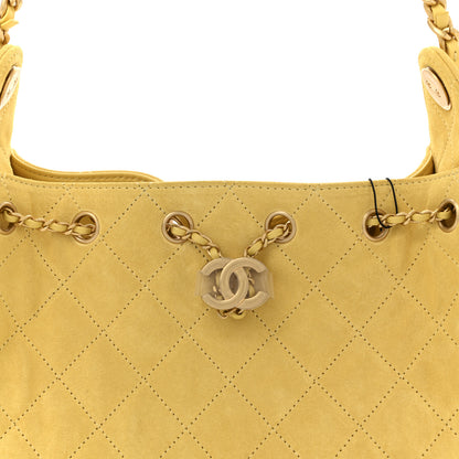 Chanel Suede Quilted Mini Chanel 25 Handbag Yellow 8 of 11