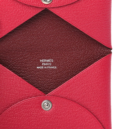 Hermes Chevre Mysore Verso Calvi Card Case Framboise Rouge H 4 of 4