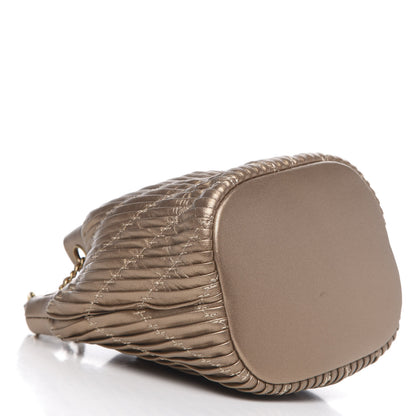 Chanel Metallic Lambskin Coco Pleats Small Drawstring Bag Gold 5 of 11