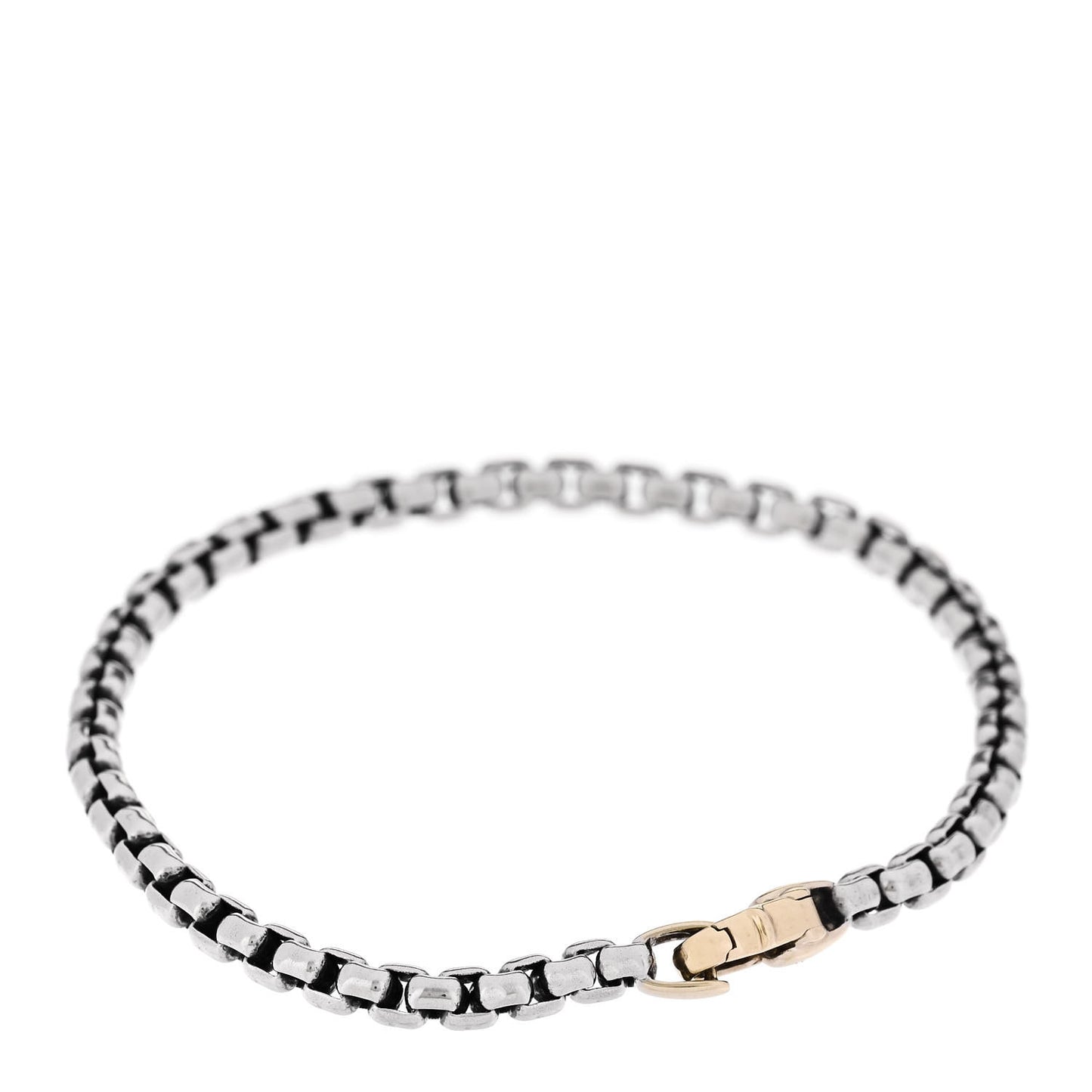 Sterling Silver 14K Yellow Gold 4mm Box Chain Bracelet