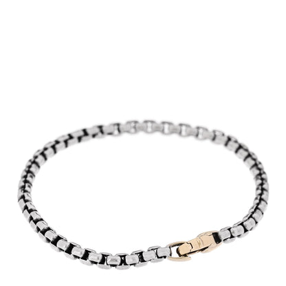 David Yurman Sterling Silver 14K Yellow Gold 4mm Box Chain Bracelet 2 of 5
