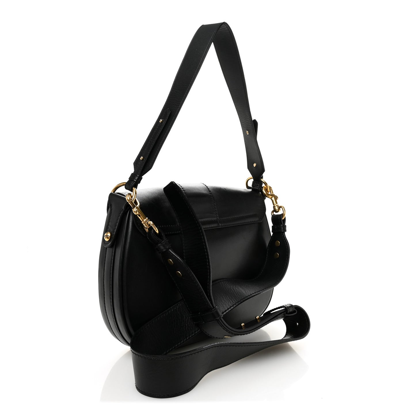 Calfskin D Fence Saddle Bag Black