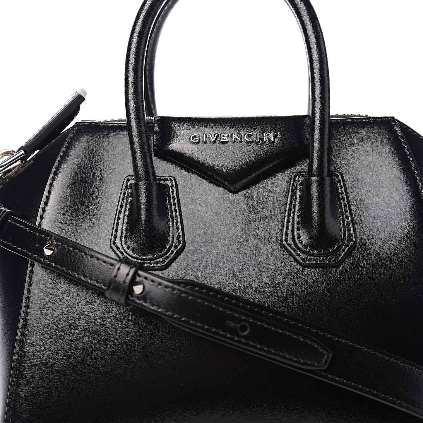 Shiny Lord Calfskin Mini Antigona Black