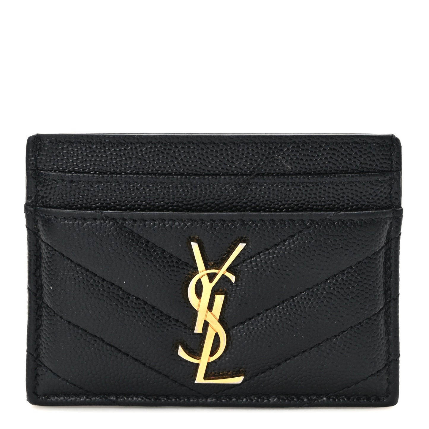Grain De Poudre Matelasse Chevron Monogram Credit Card Case Black