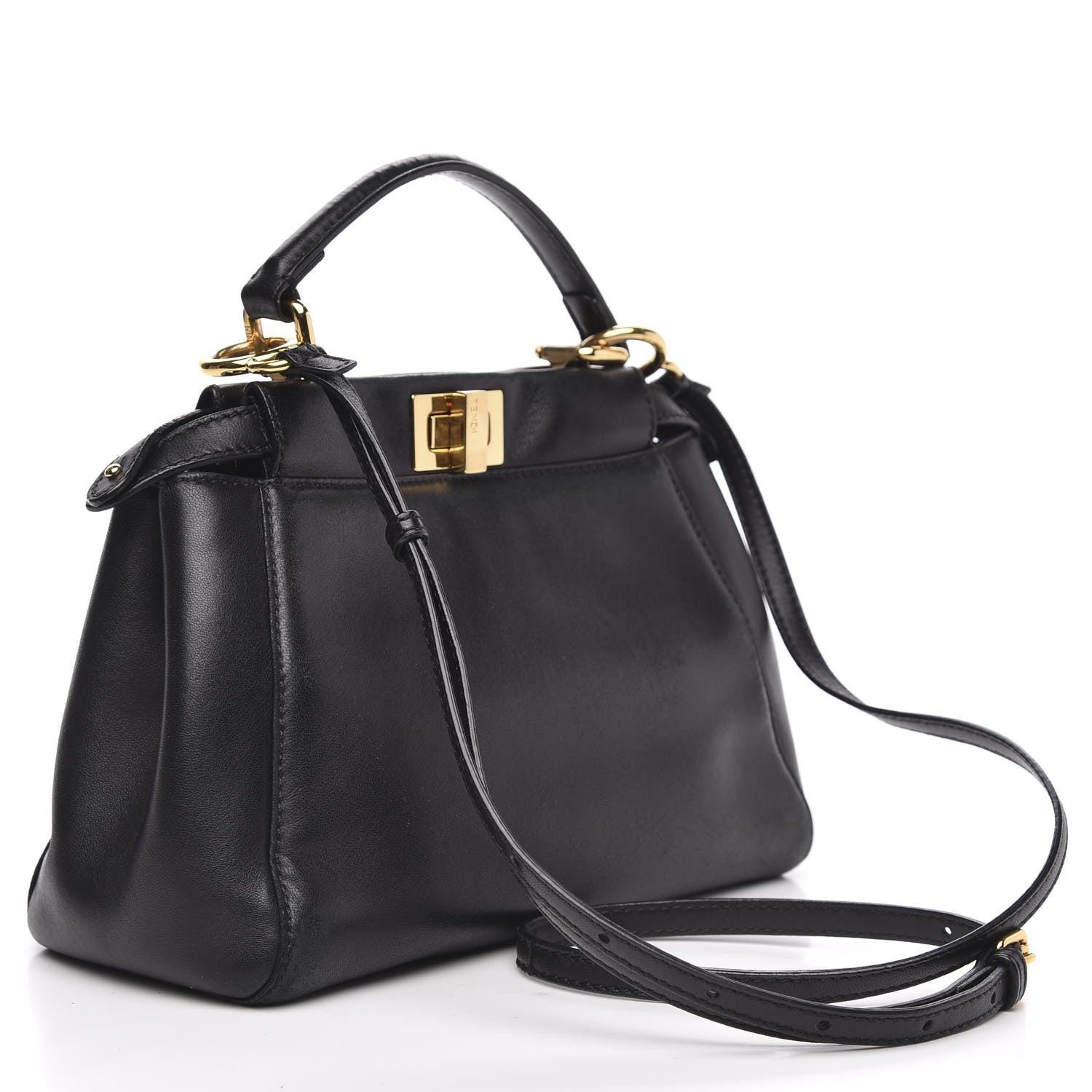 Fendi Nappa Mini Peekaboo Iconic Satchel Black 3 of 12