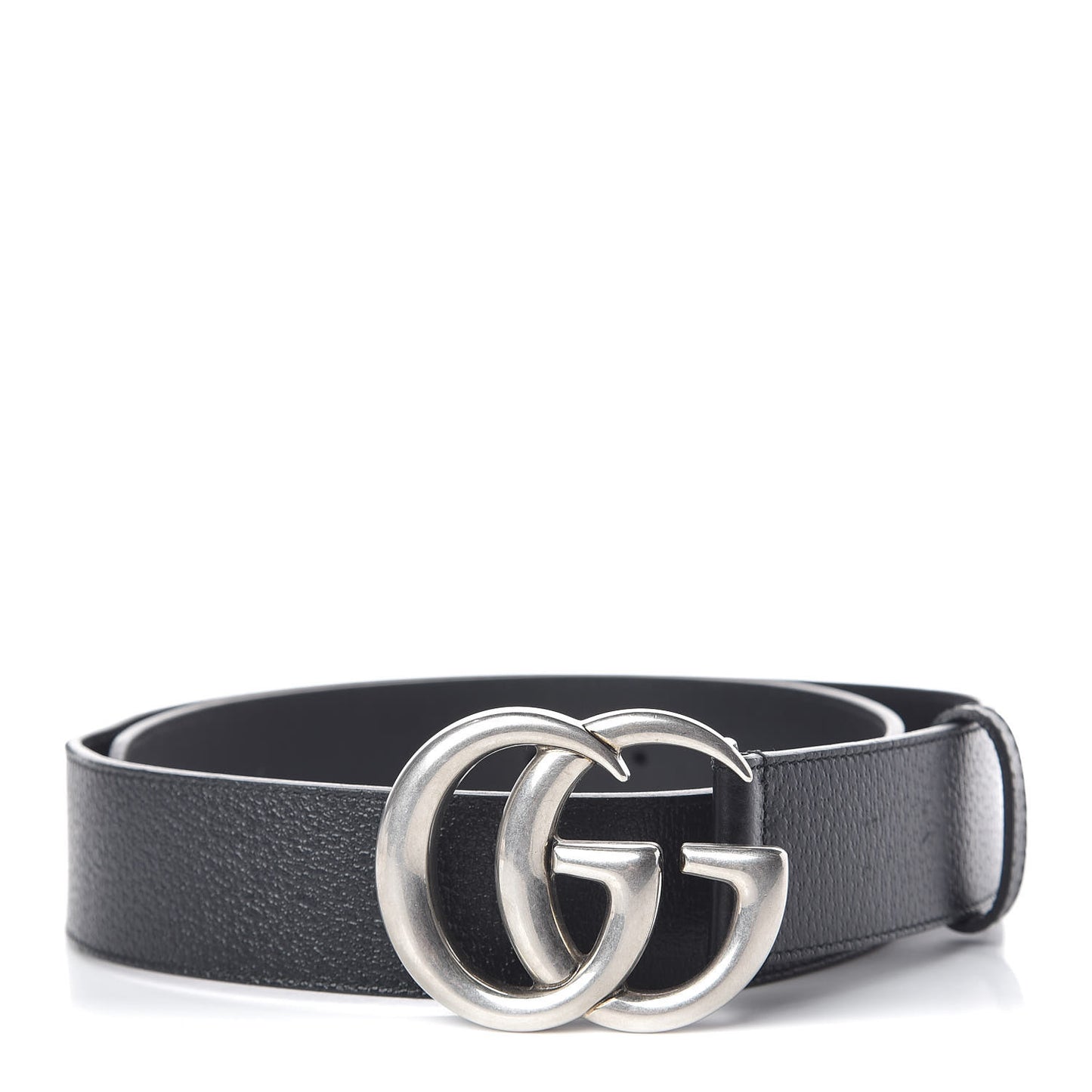 Textured Dollar Calfskin Nickel Double G 40mm Belt 85 34 Black