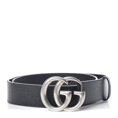 Gucci Textured Dollar Calfskin Nickel Double G 40mm Belt 85 34 Black 1 of 6