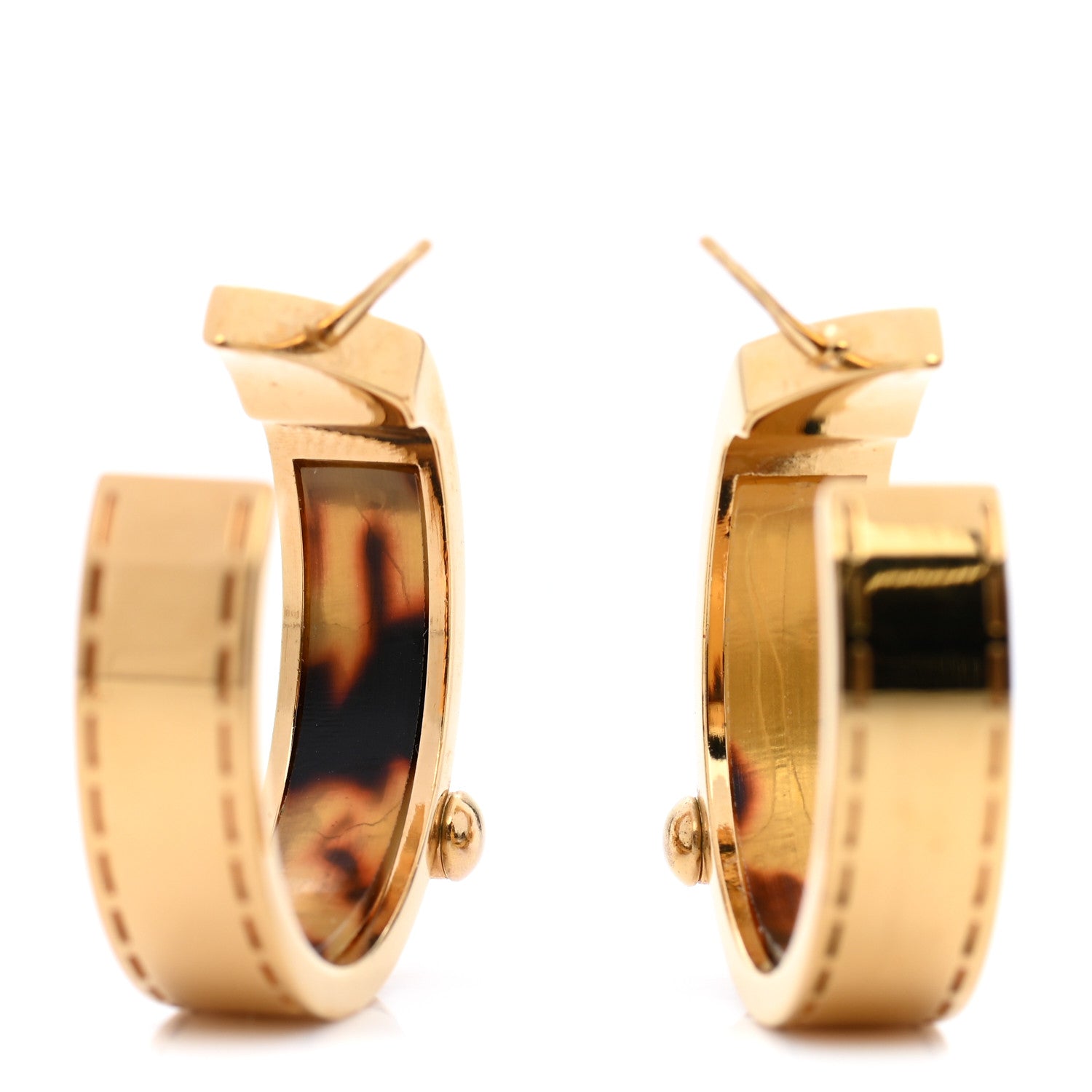 Louis Vuitton Metal Hinged Hoop Earrings Gold 5 of 5