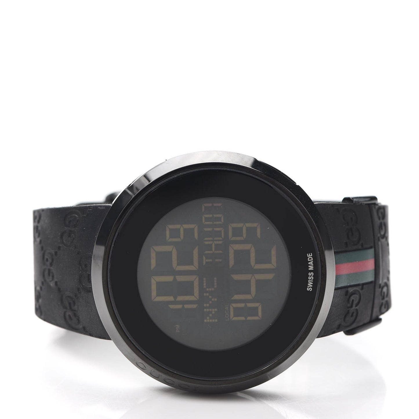 Stainless Steel Rubber 45mm Digital I-Gucci Web Watch Black