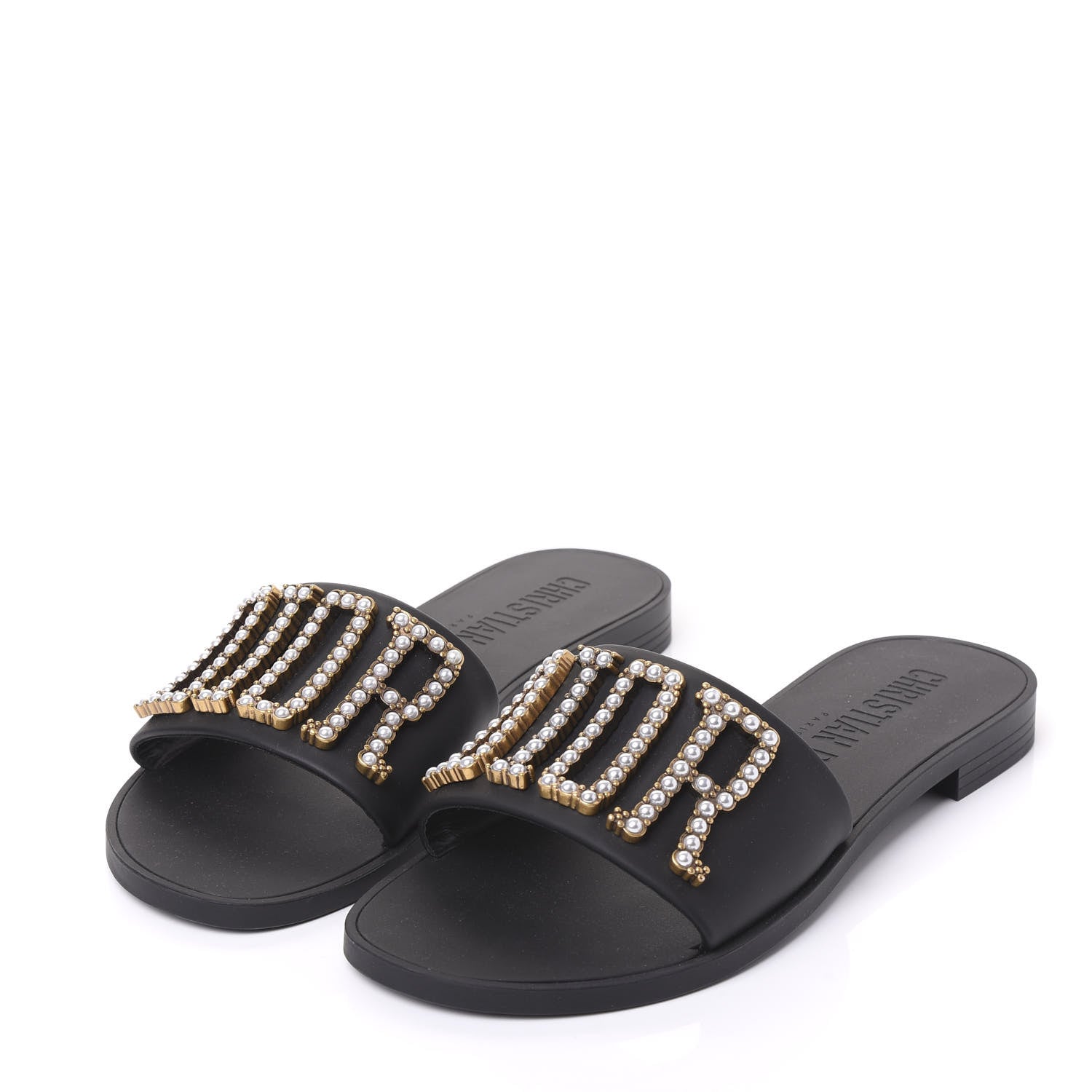 Christian Dior Matte Calfskin Pearl Dio(r)evolution Slide Sandals 36 Black 3 of 9