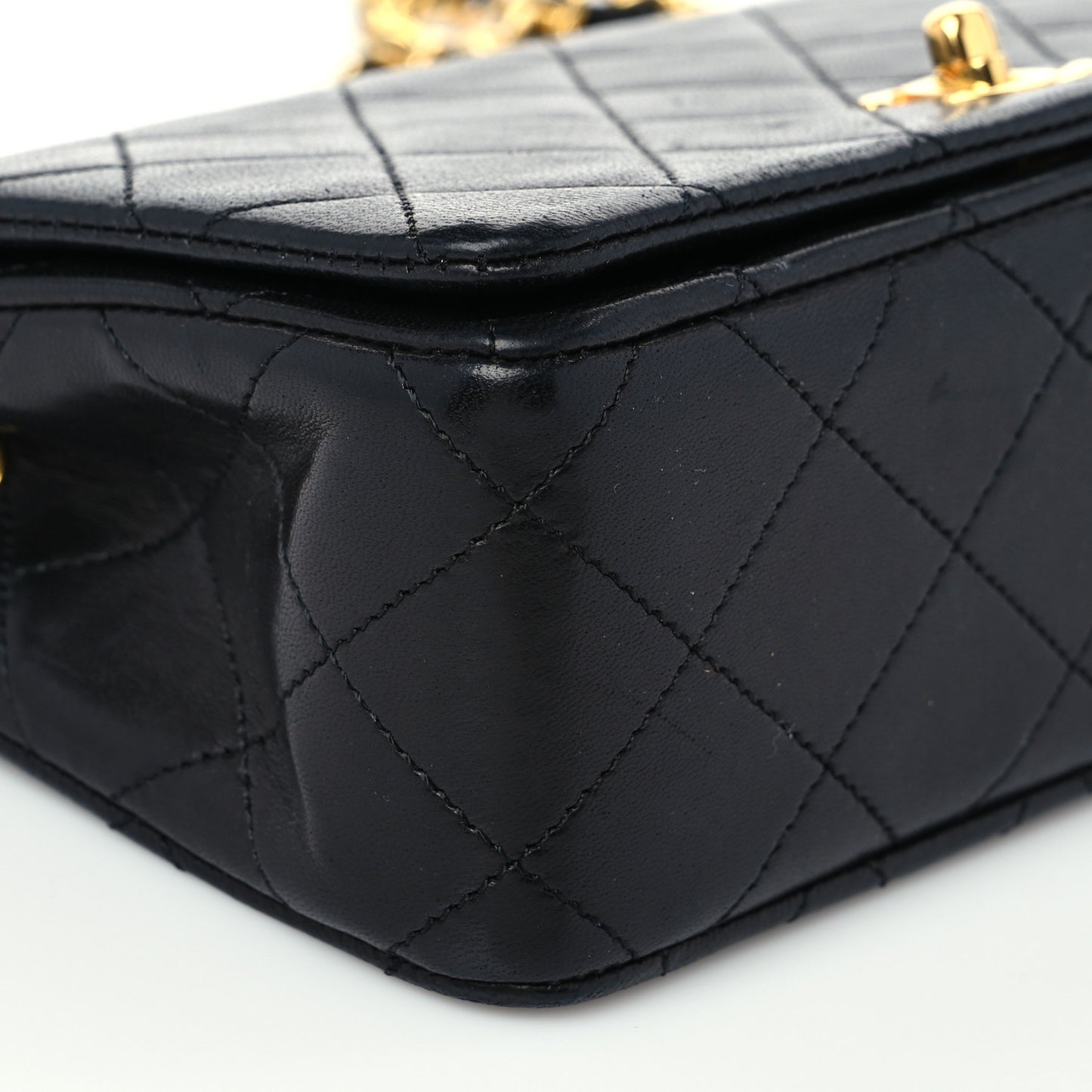 Lambskin Quilted Small Single Flap Bag Black