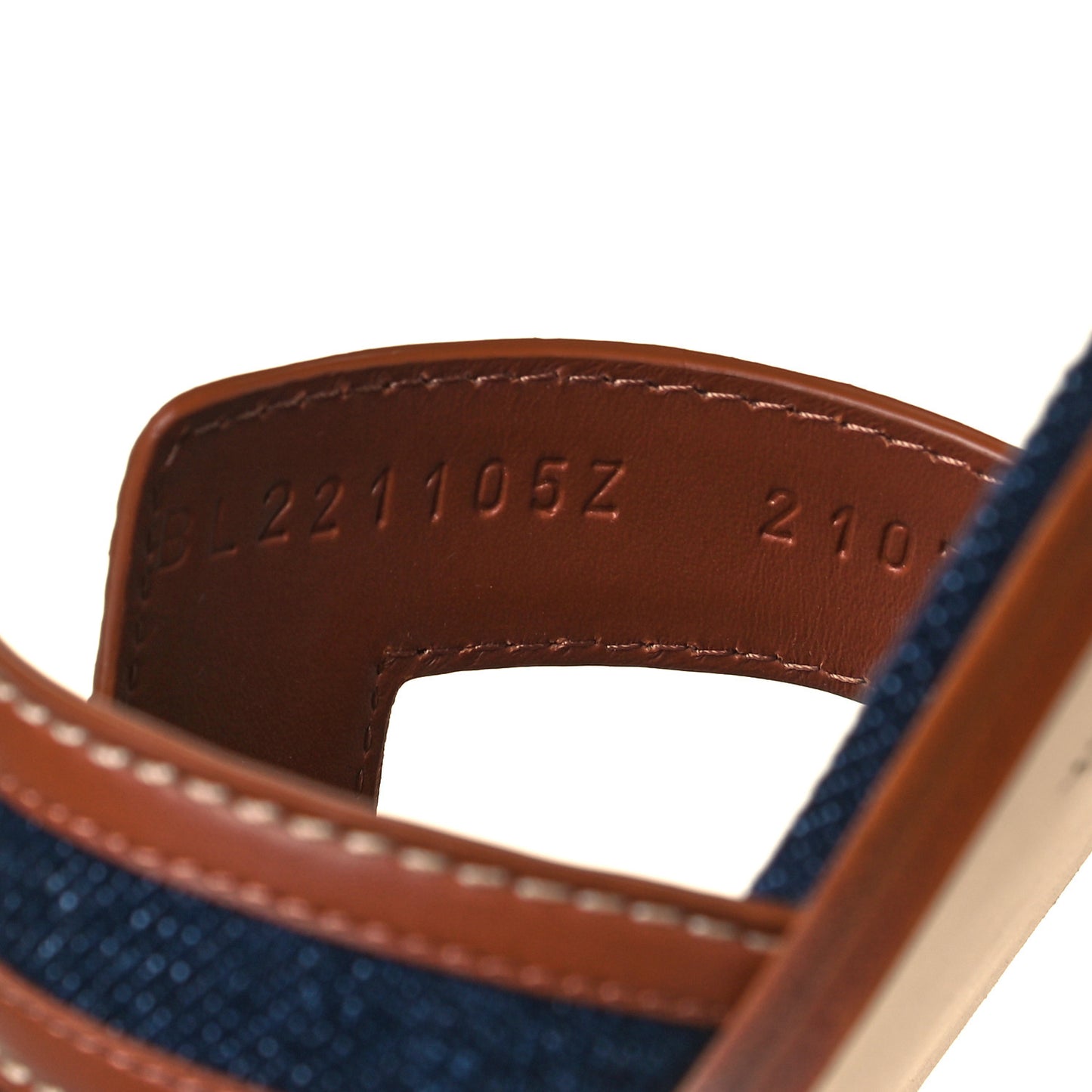 Calfskin Denim Oran Sandals 38 Bleu Brut Gold