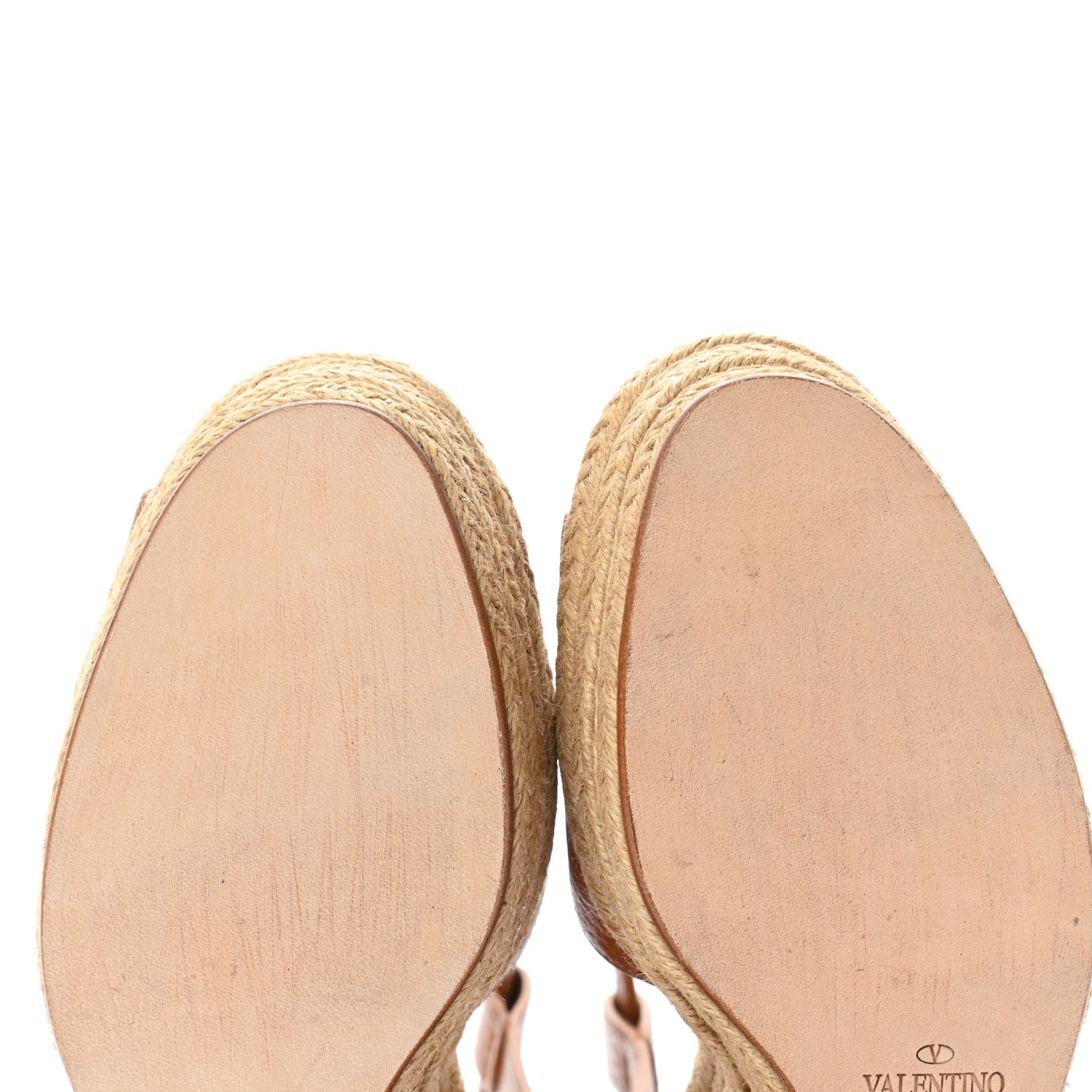 Valentino Garavani Calfskin Fringe Espadrille Wedge Sandals 39.5 Light Cuir 9 of 9
