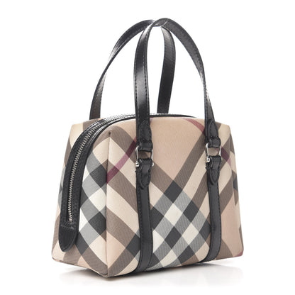 Burberry Patent Trim Nova Check Tote Black 3 of 16