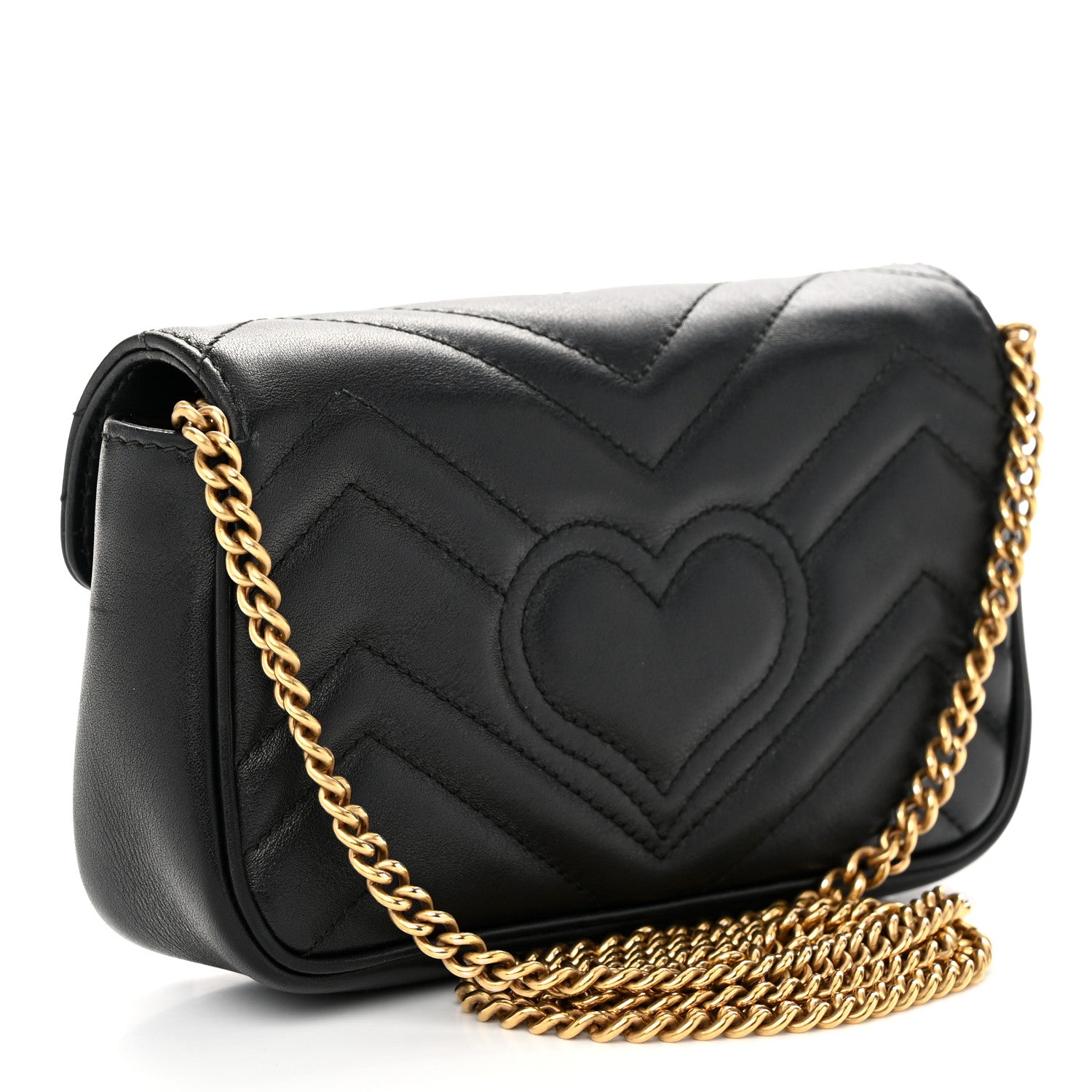 Gucci Calfskin Matelasse Super Mini GG Marmont Shoulder Bag Black 3 of 11