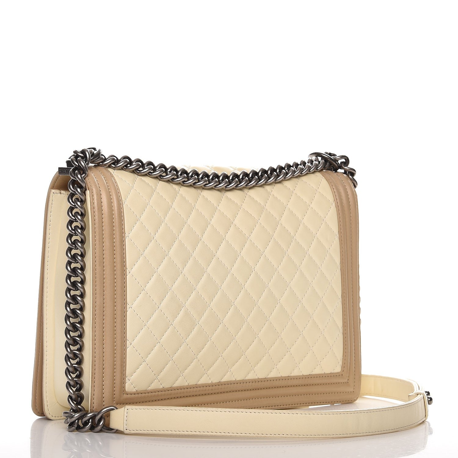 Chanel Lambskin Quilted Large Boy Flap Light Beige Dark Beige 3 of 9