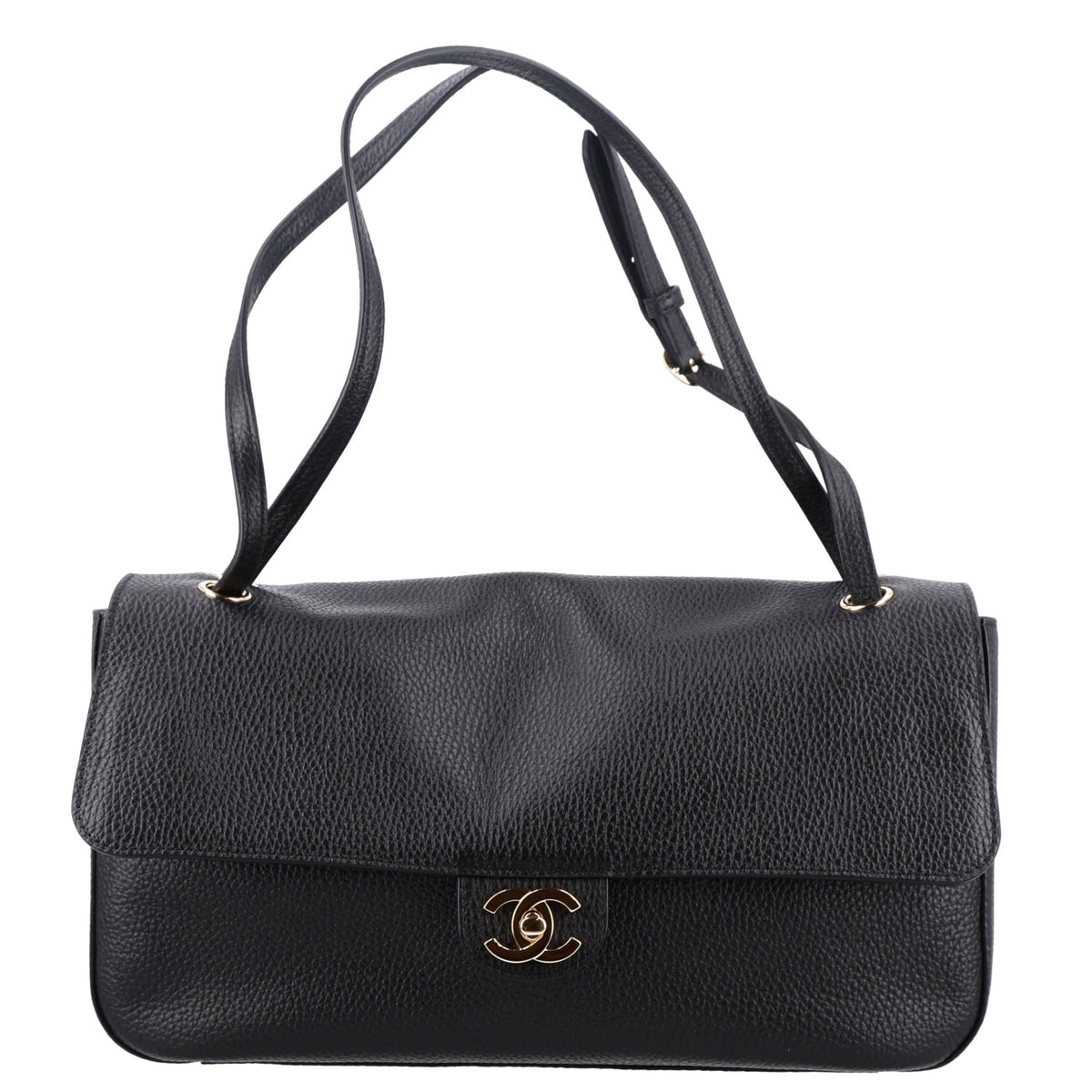 Grained Calfskin Small Souplissimo Maxi Flap Black