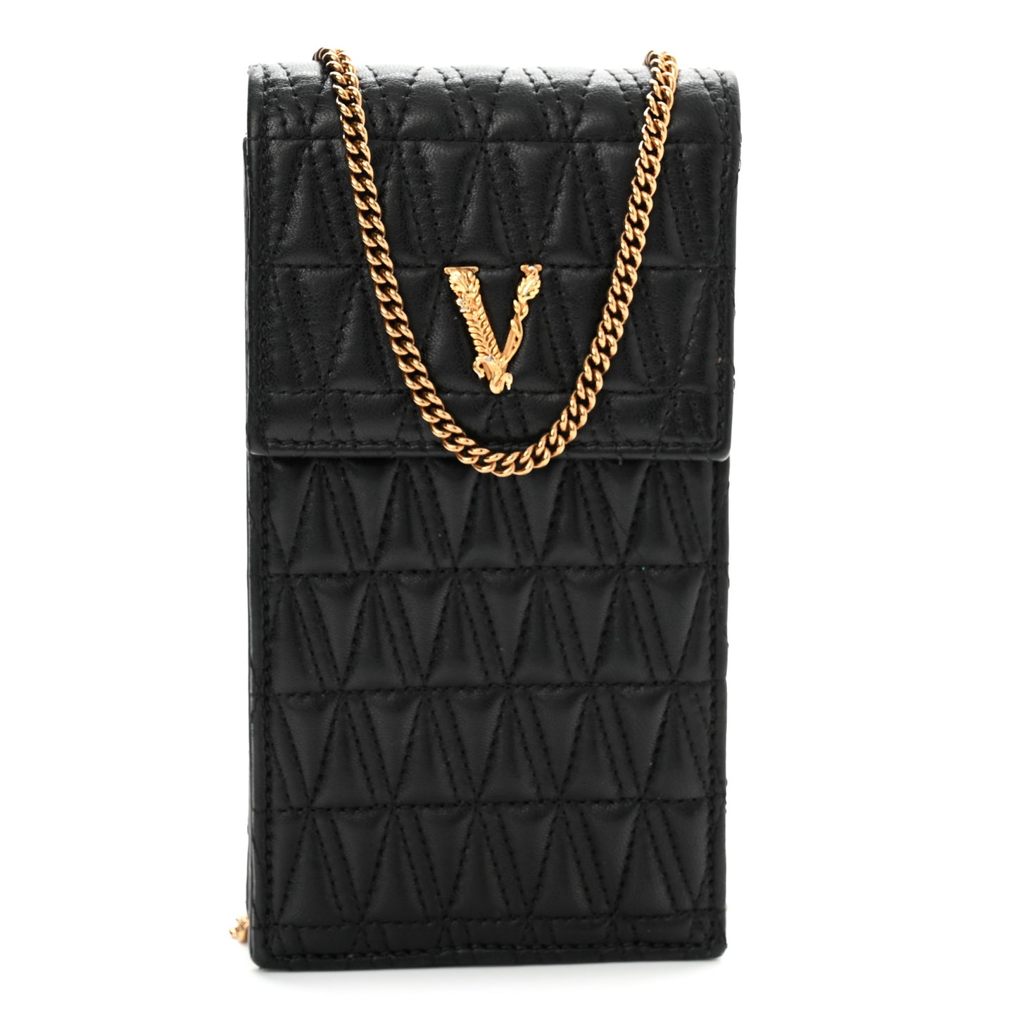 Nappa Quilted Virtus Cell Phone Crossbody Black
