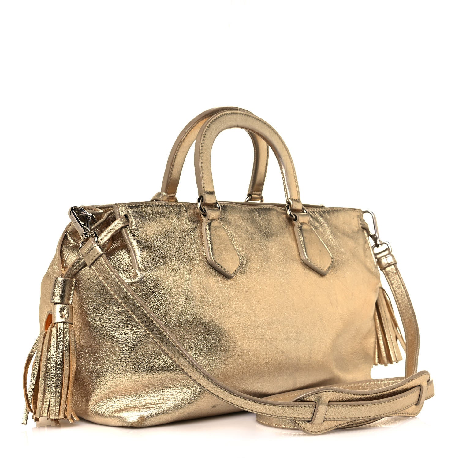Prada Metallic Nappa Tote Gold 3 of 15