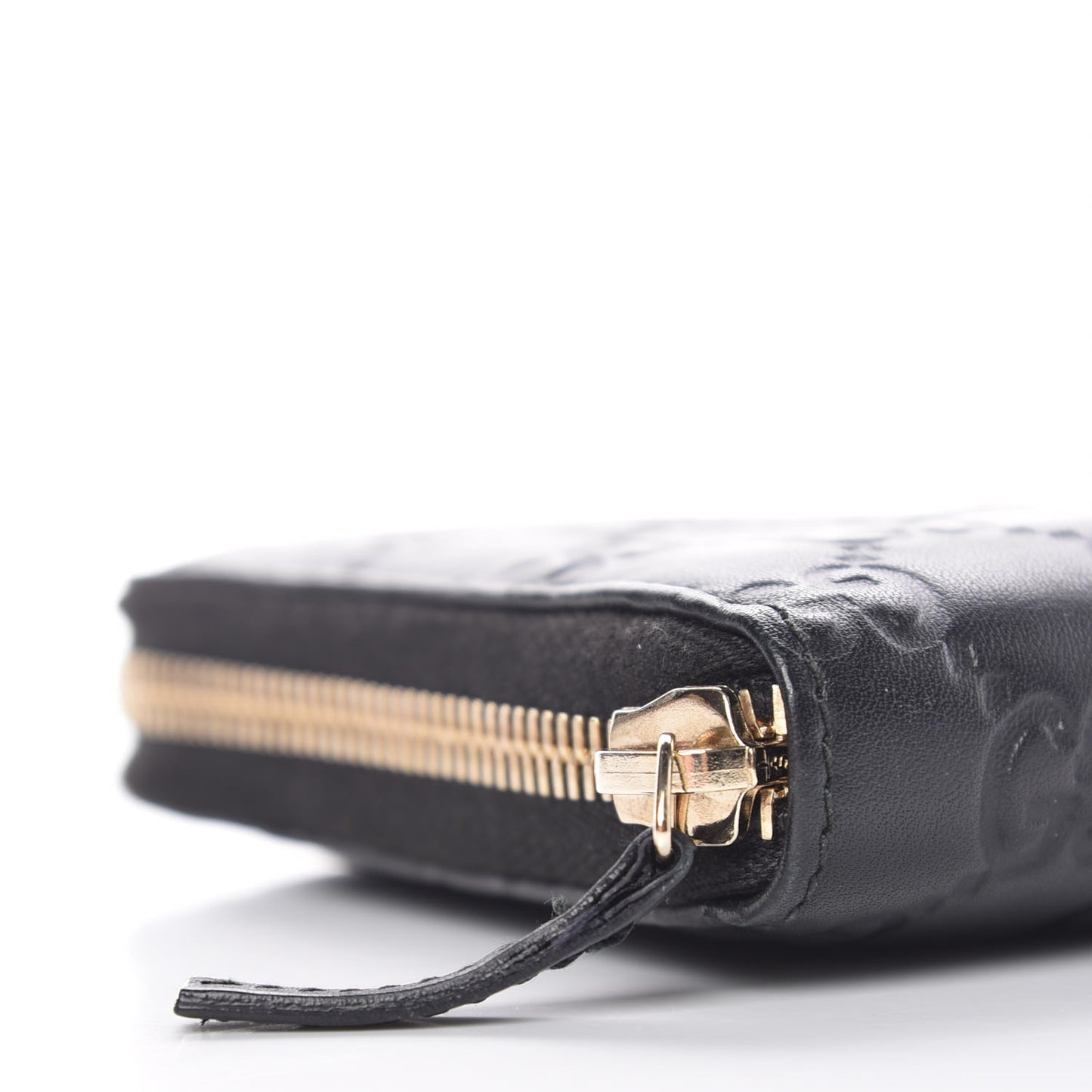 Guccissima Metal Bar Zip Around Organizer Wallet Black