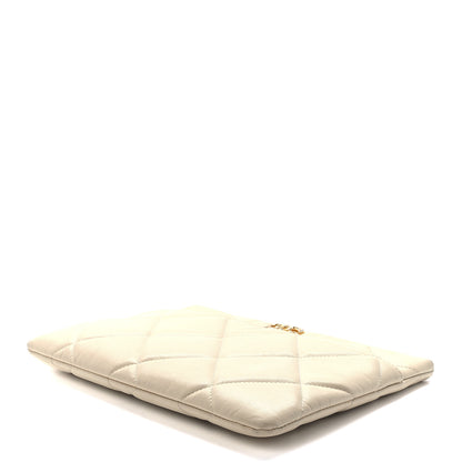 Chanel Shiny Goatskin Quilted Chanel 19 Pouch Beige 9 of 11