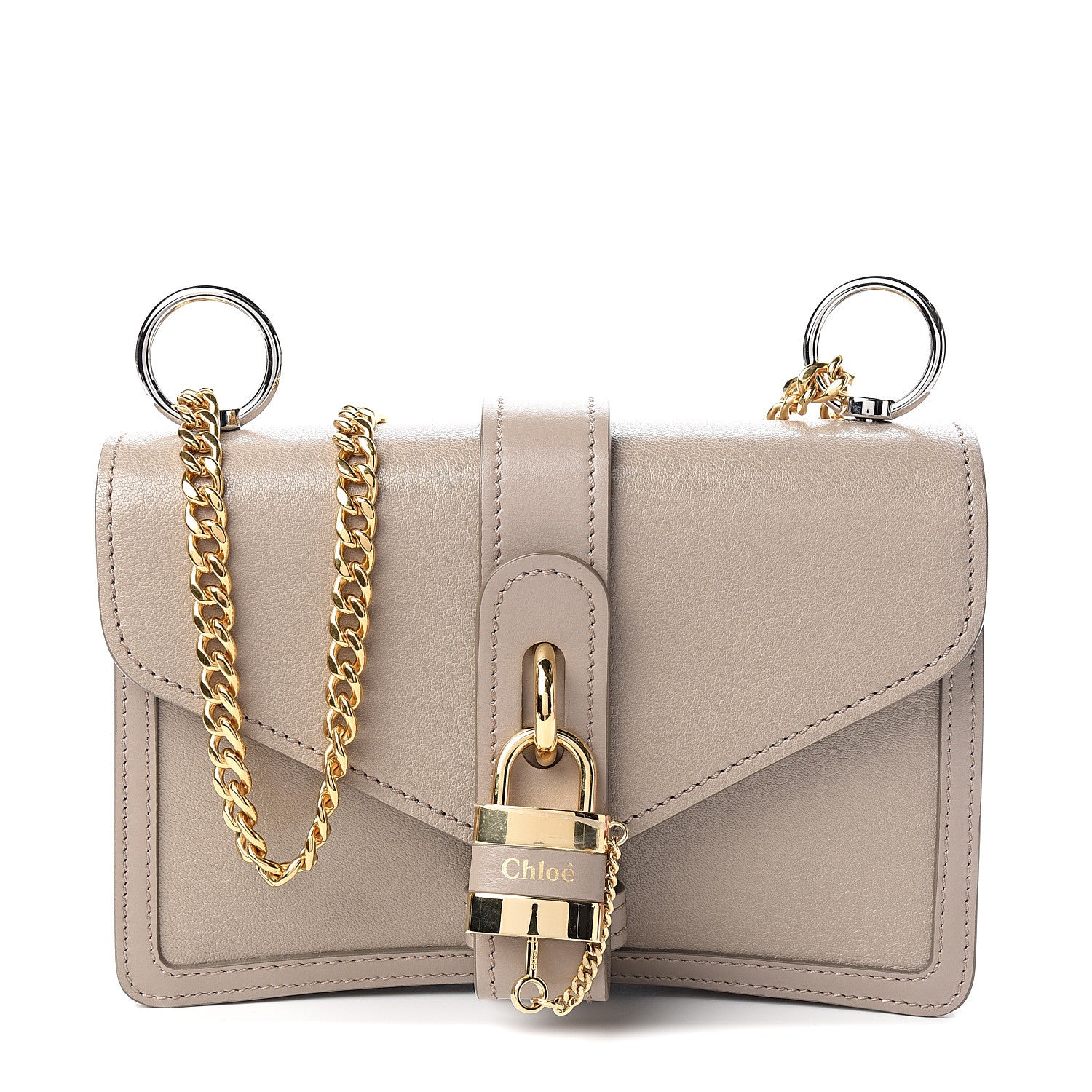 Chloe Shiny Goatskin Calfskin Aby Chain Shoulder Bag Motty Grey 1 of 8