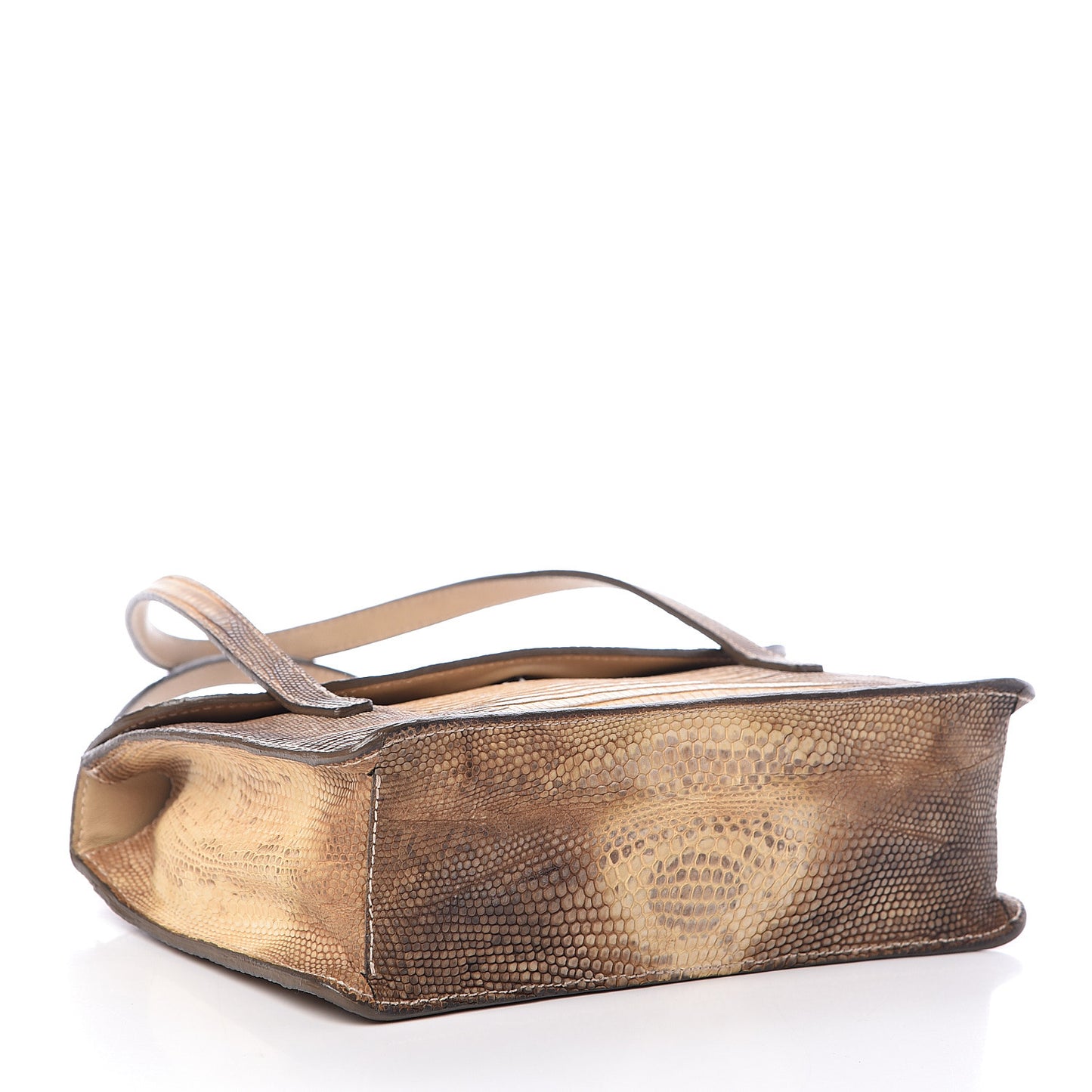 Lizard Calfskin Embossed Top Handle Flap
