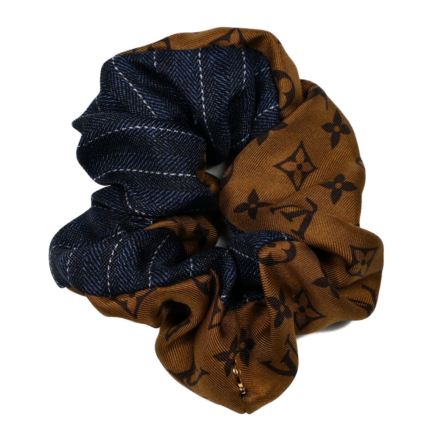 Silk Monogram Scrunchie Navy