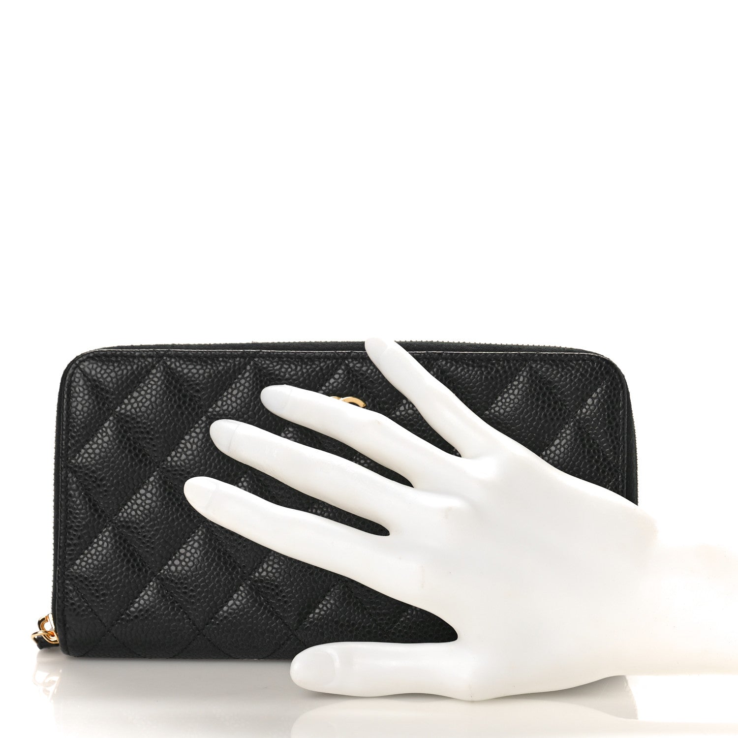 Chanel Caviar Quilted Large Gusset Zip Around Wallet Black 2 of 9