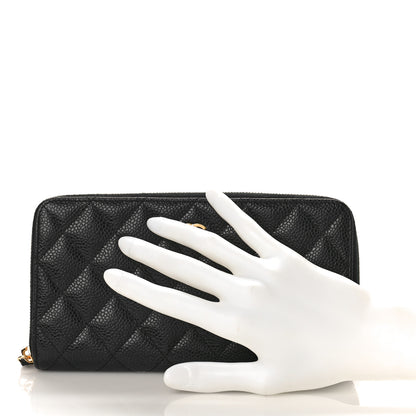 Chanel Caviar Quilted Large Gusset Zip Around Wallet Black 2 of 9