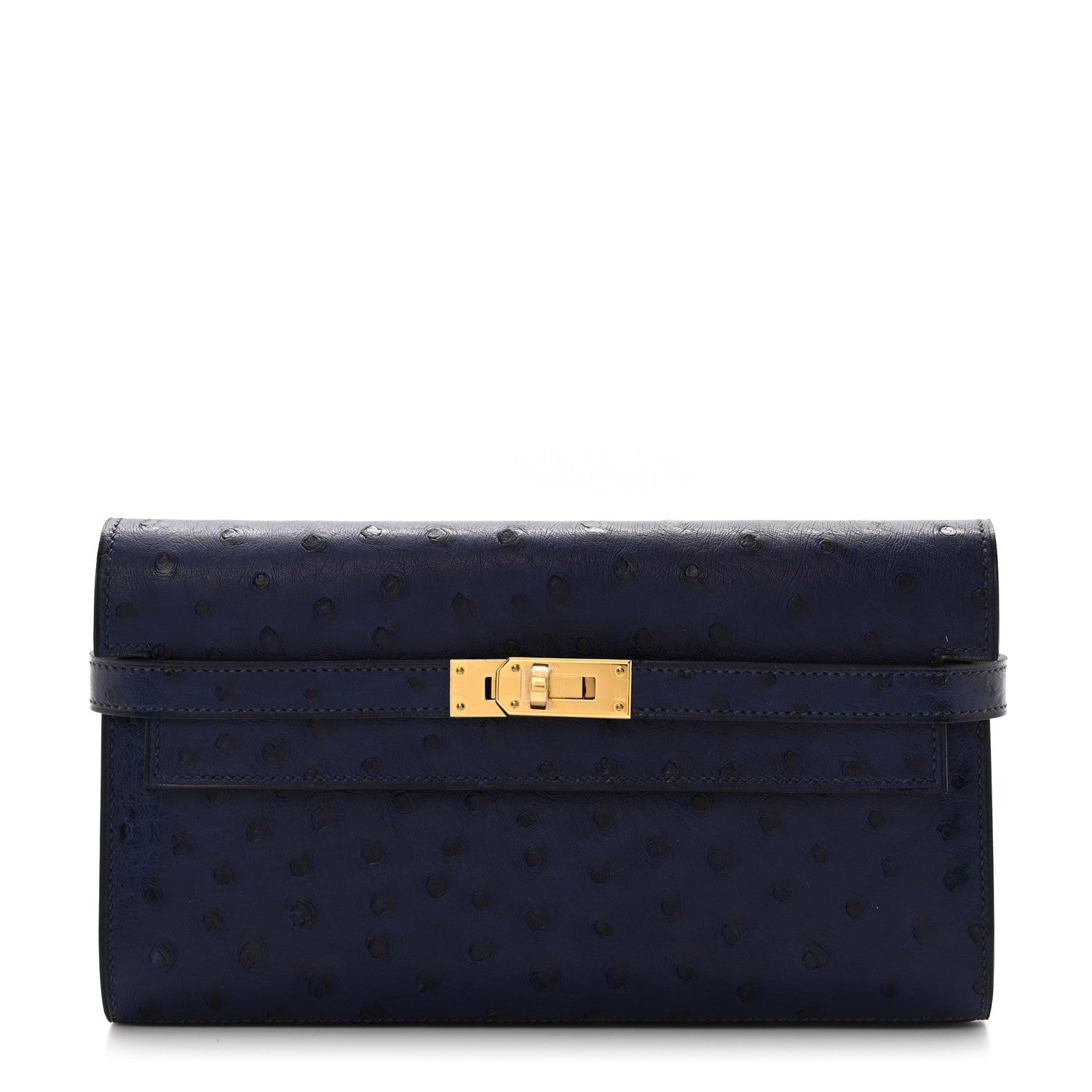 Hermes Ostrich Kelly Longue Wallet Bleu Iris 1 of 9