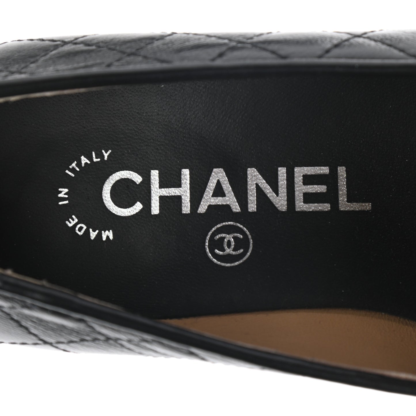 Calfskin Stitched CC Loafers 35.5 Black