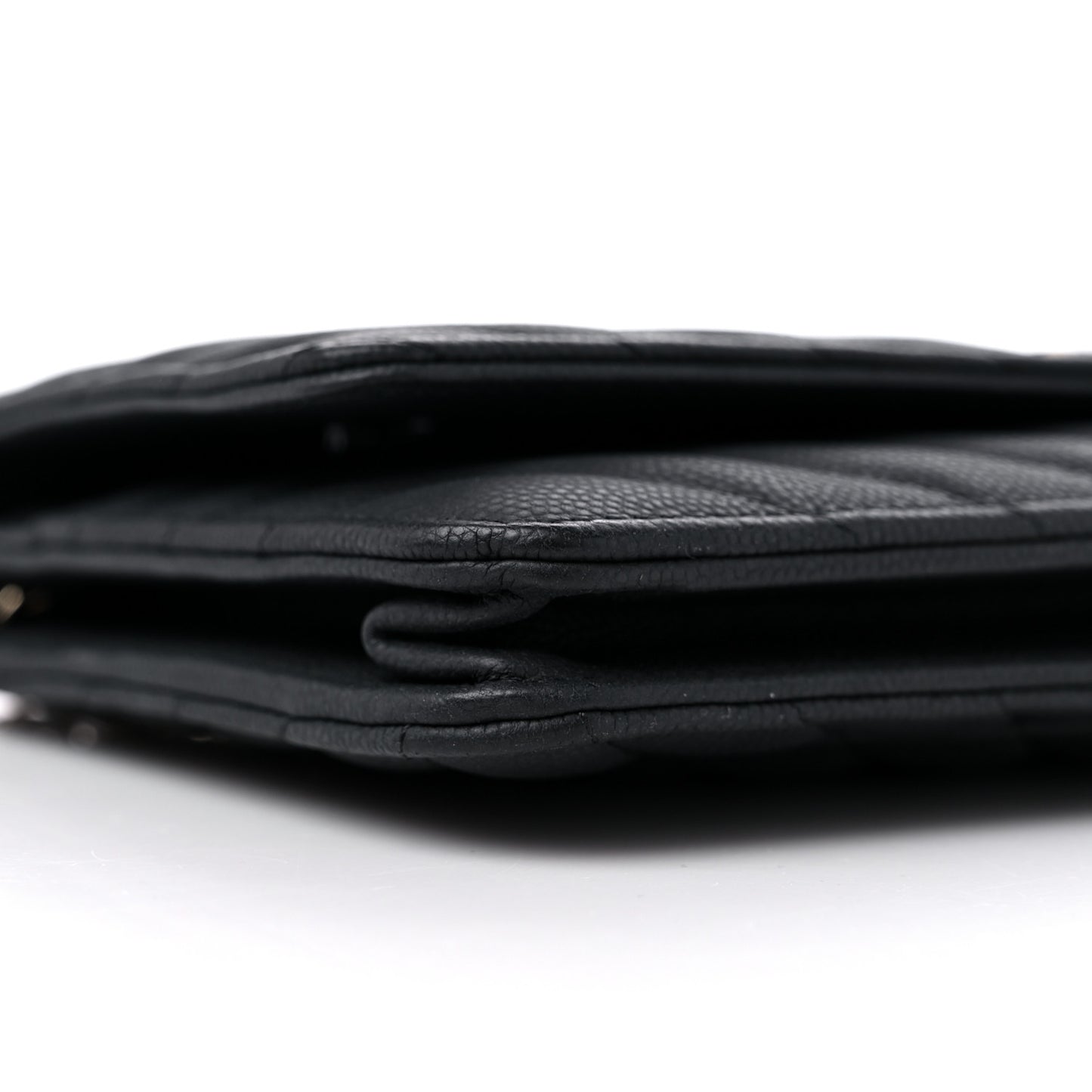Caviar Chevron Quilted Wallet On Chain WOC Black