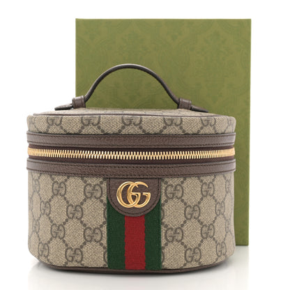 Gucci GG Supreme Monogram Textured Calfskin Web Ophidia Vanity Cosmetic Case Beige Ebony New Acero 8 of 8