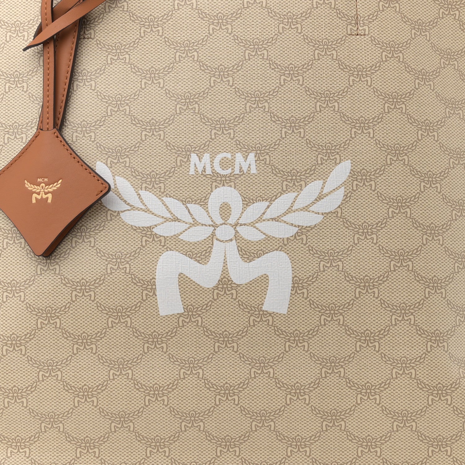 MCM Lauretos Nappa Medium Himmel Shopper Tote Oatmeal 7 of 11